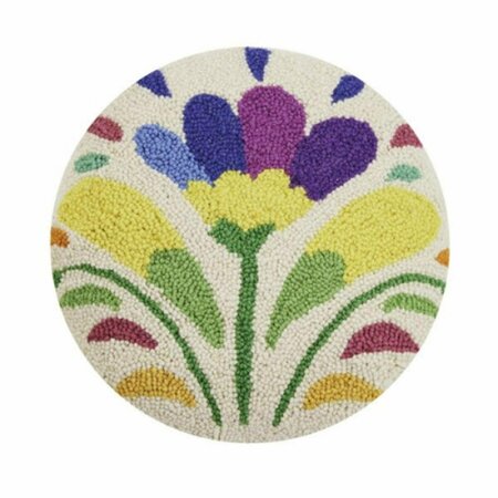 PUESTA EN ESCENA 14 in. Otomi Flower Round Polyester Filler Round Hook Pillow PU3125100